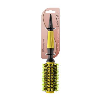 Escova de Cabelo Alisadora Térmica com Cerdas Mistas 27mm Ceramic Yellow Lanossi