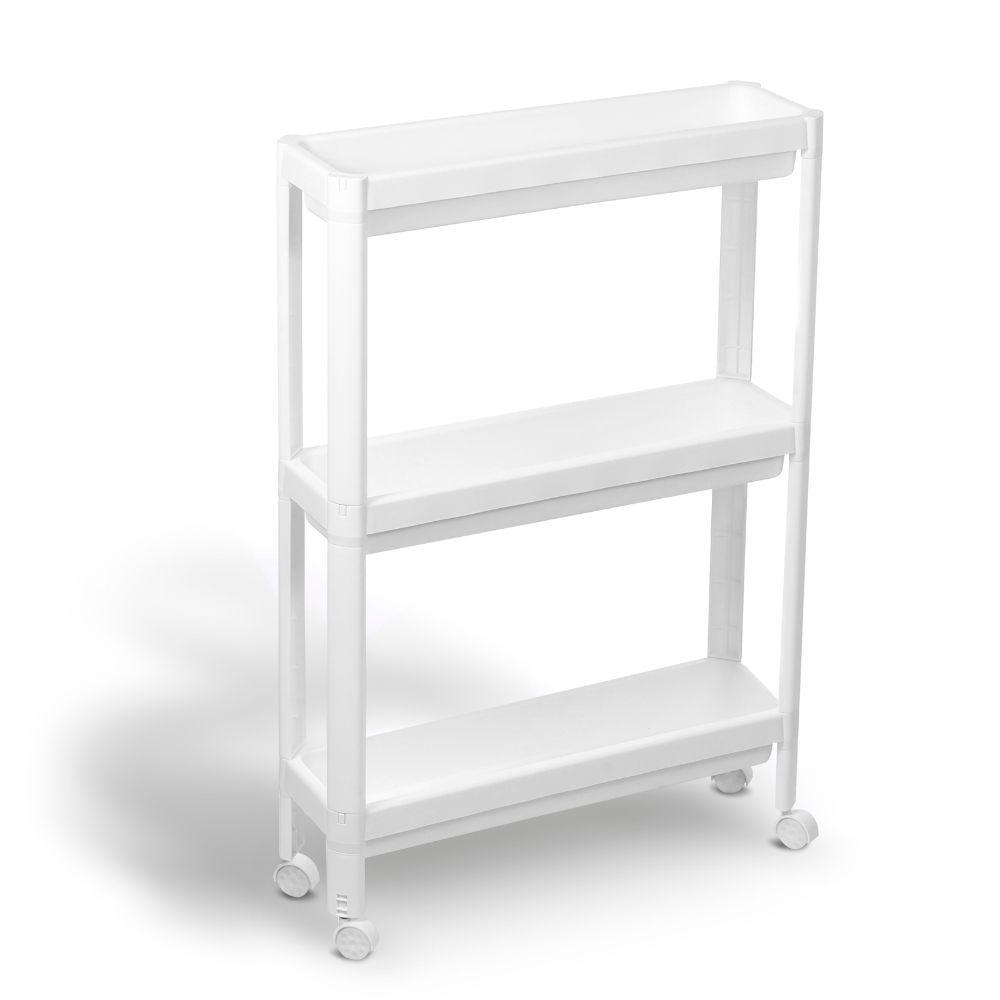 Estante Organizadora Estreita Plástica Multiuso com 3 Prateleiras Branca Log Ordene - 1