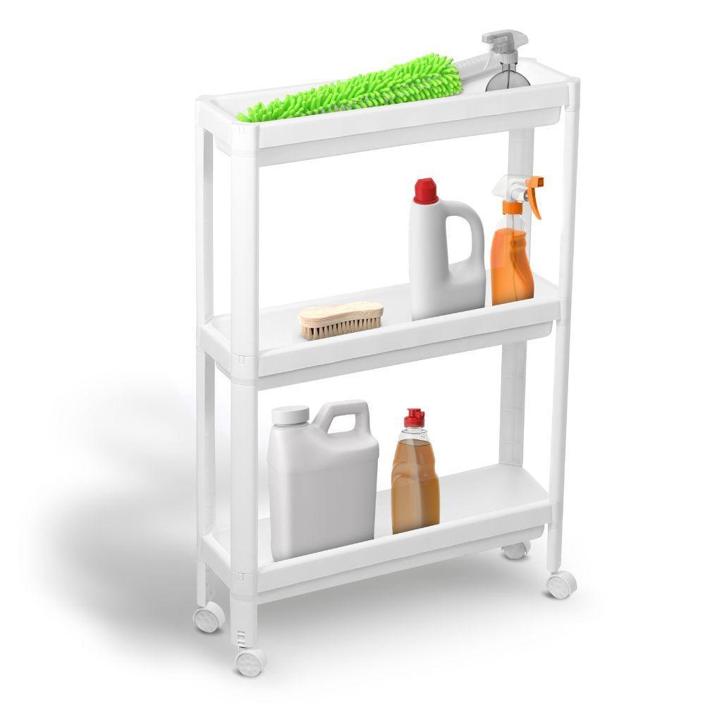 Estante Organizadora Estreita Plástica Multiuso com 3 Prateleiras Branca Log Ordene - 2