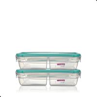 Kit 2 Potes Plásticos com Travas Hermético Divisória 730ml Verde Sanremo - 2