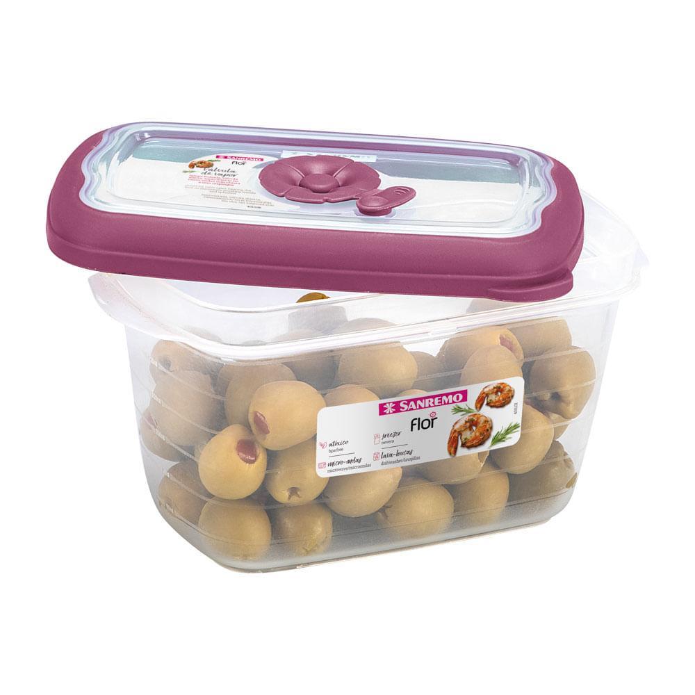 Pote Plástico Retangular Hermético Açaí 700ml Flor Sanremo - 1