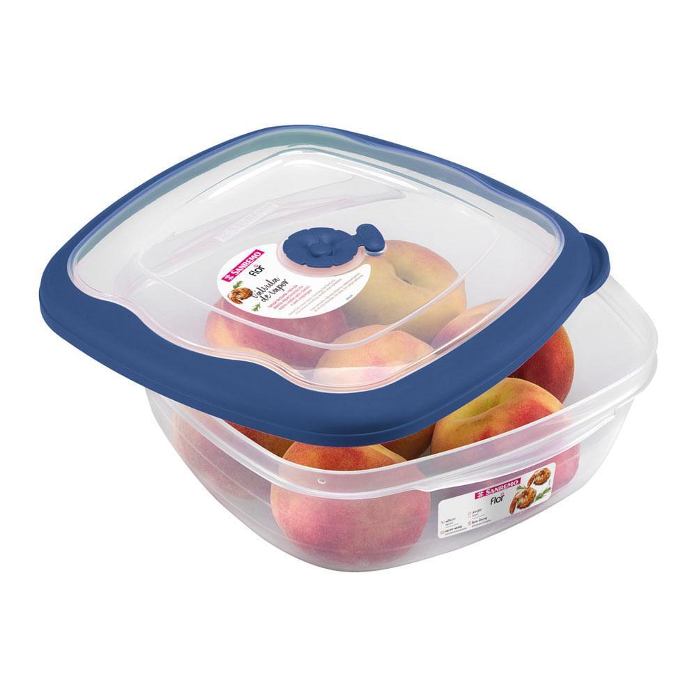 Pote Plástico Quadrado Hermético Azul 2,7L Flor Sanremo - 1