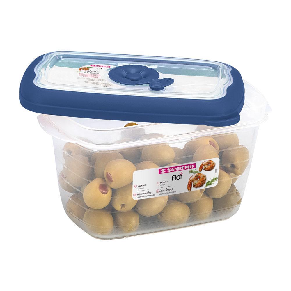 Pote Plástico Retangular Hermético Azul 700ml Flor Sanremo - 1
