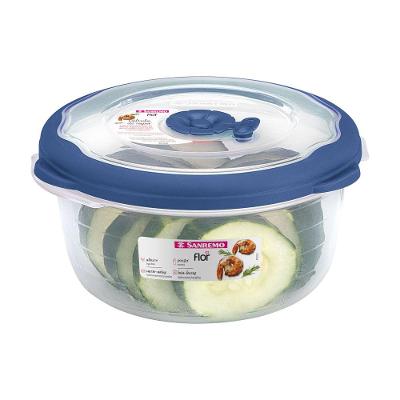 Pote Plástico Redondo Hermético Azul 1,1L Flor Sanremo