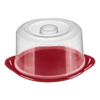 Porta Bolo Plástica Redonda com Tampa Vermelha 24,4cm Casar Sanremo - 1