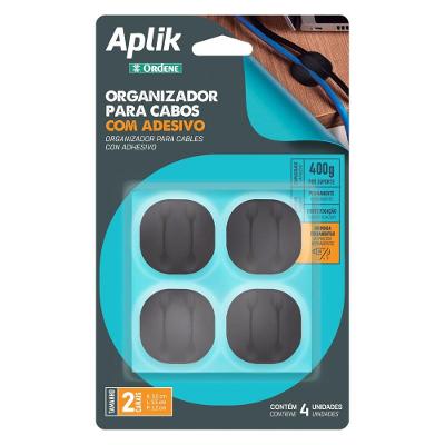 Organizador para Cabos Duplo 4 Peças Preto Ordene