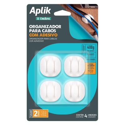 Organizador para Cabos Duplo 4 Peças Branco Ordene
