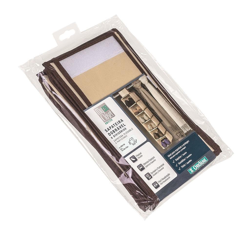 Sapateira Dobrável TNT com 6 Divisórias Bege Ordene - 3