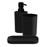 Conjunto para banheiro 3 peças Plástico Preto My Day Ordene - 2