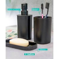 Conjunto para banheiro 3 peças Plástico Preto My Day Ordene - 6
