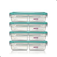 Kit 4 Potes Plásticos com Travas Hermético Divisória 730ml Verde Sanremo - 2