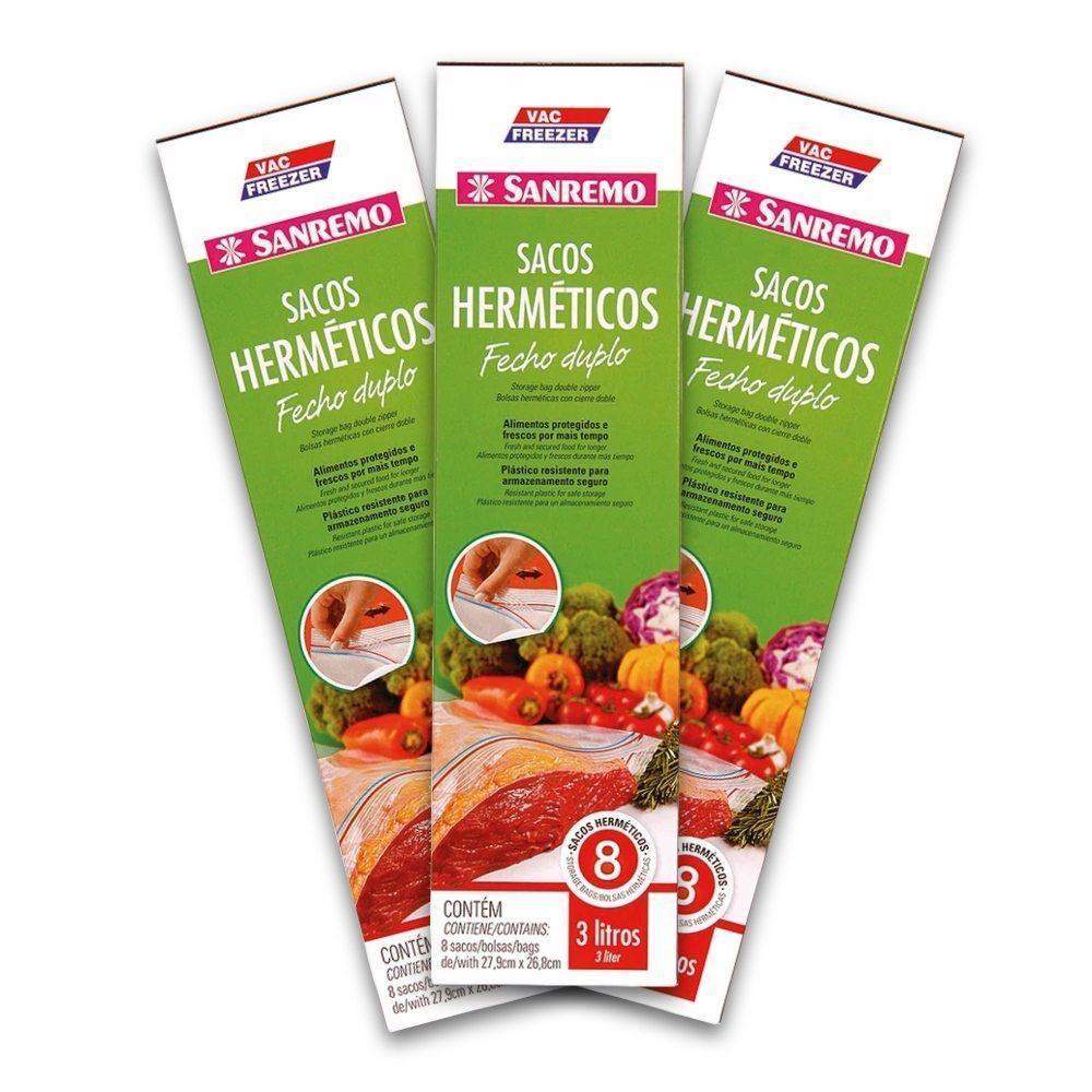 Kit 24 Sacos Plásticos Herméticos Fecho Duplo 3L Vac Freezer Sanremo - 2