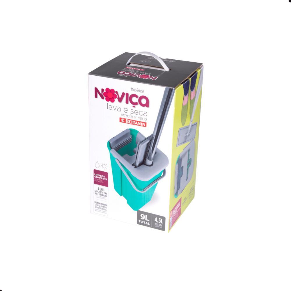 Kit Mop Lava e Seca com Cabo e Balde + Refil Extra Noviça - 4