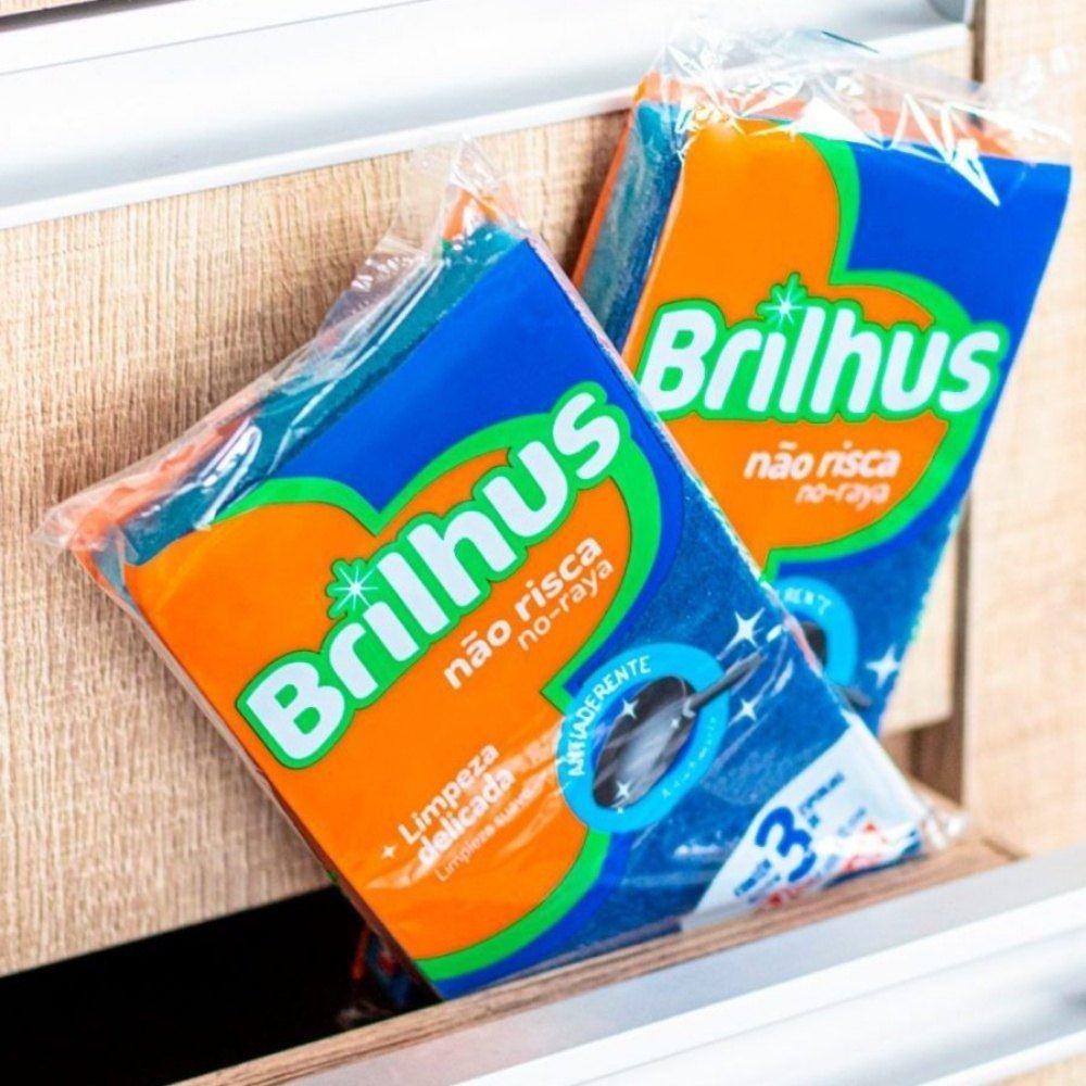 Kit Esponja Multiuso Não Risca Brilhus 30 unidades - 5
