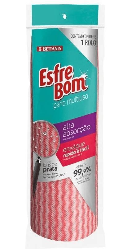 Pano Multiuso Antibacteriano Rolo com 25 unidades Vermelho EsfreBom Bettanin - 1