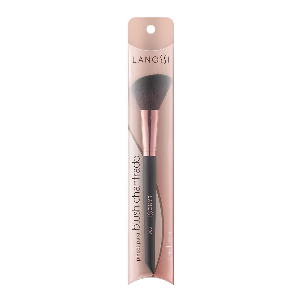 Pincel de Maquiagem para Blush Chanfrado Rosé Black F06 Lanossi - 2