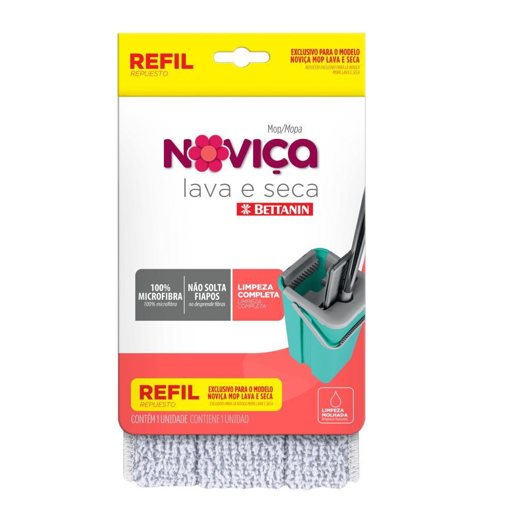 Refil Mop Lava e Seca de Microfibra com Cabo e Balde 7L Noviça Bettanin - 1