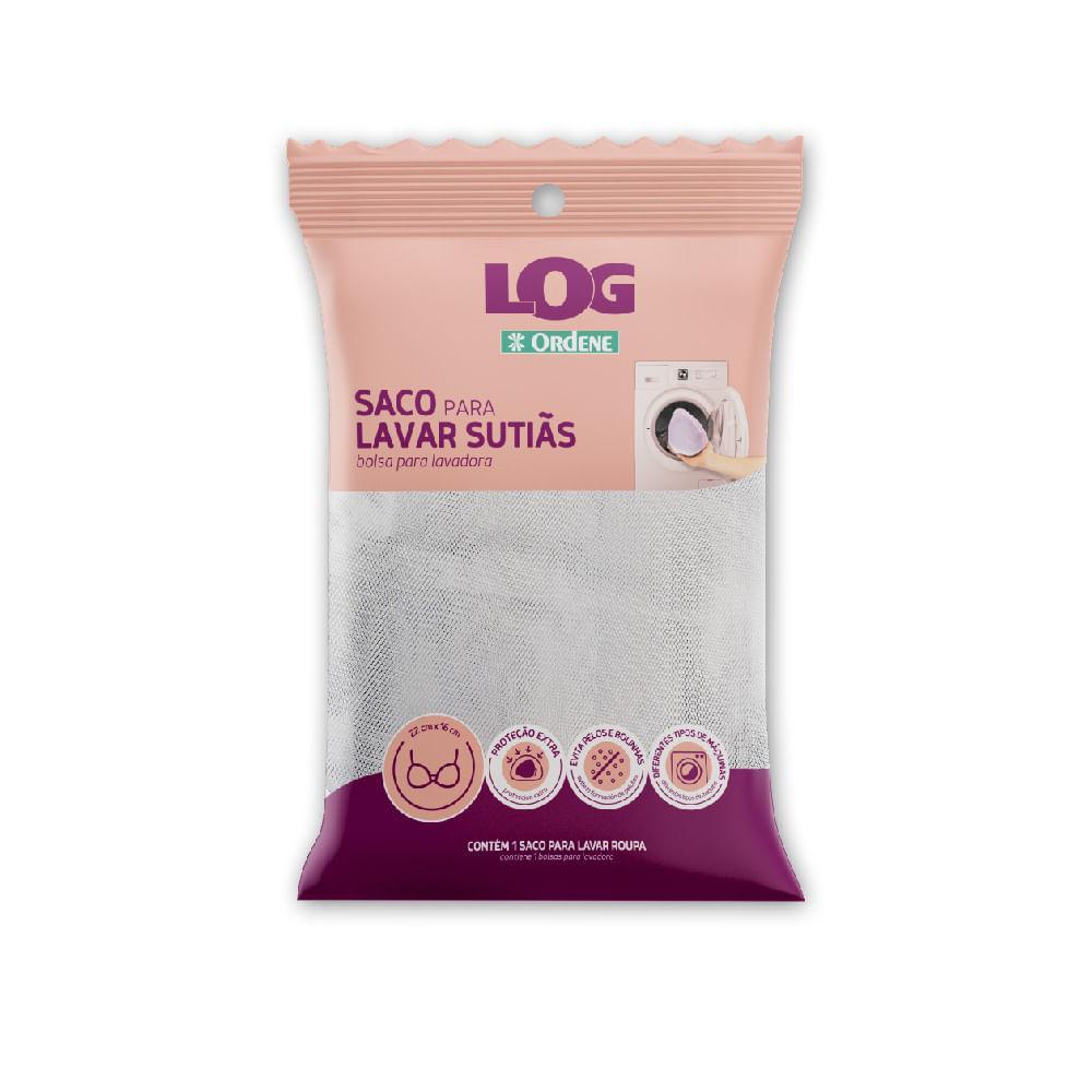 Saco para Lavar Roupa Delicada Sutiã 22x16cm Branco/Rosa Log Ordene - 1