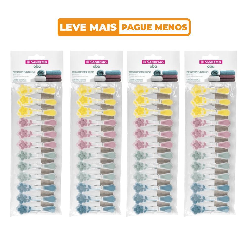 Kit Prendedor de Roupa Plástico Flores Oba Sanremo 48 Unidades - 1
