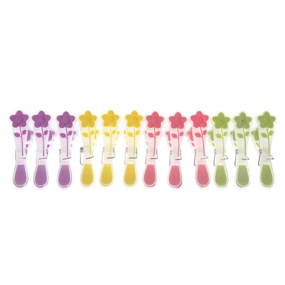 Kit Prendedor de Roupa Plástico Flores Oba Sanremo 48 Unidades - 3