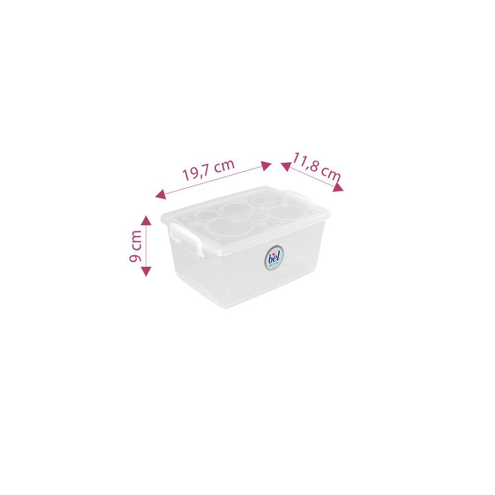 Caixa Organizadora Plástica com Trava e Alça Cristal 1,5L Bel Ordene - 2