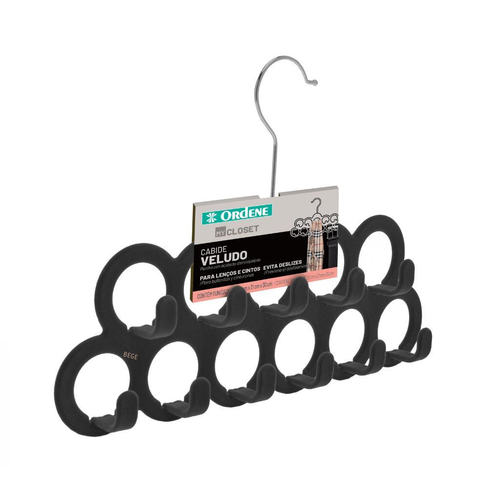 Cabide de Veludo para Acessórios Preto My Closet Ordene - 1