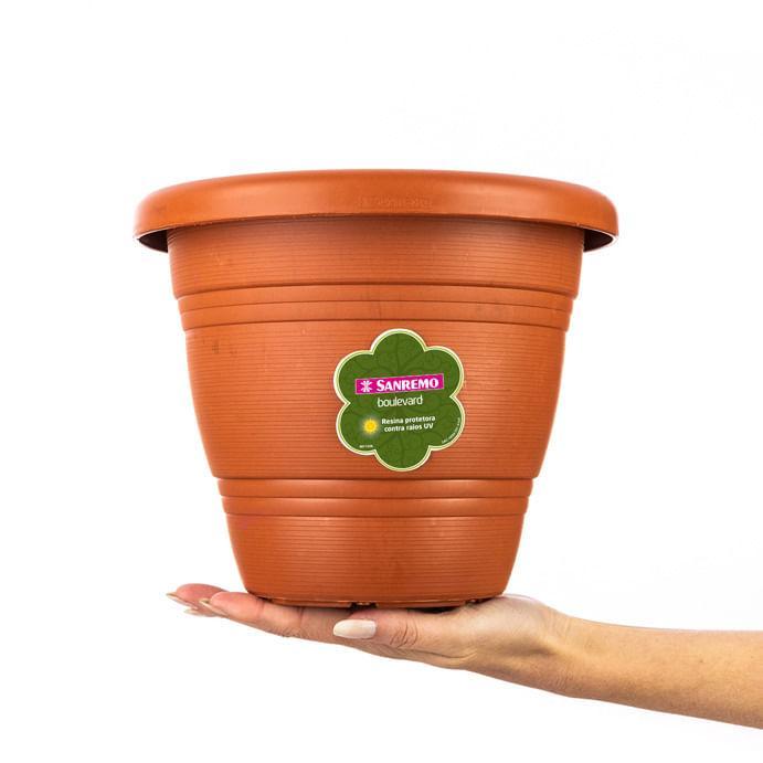 Vaso para Planta Plástico Redondo Marrom 22cm Boulevard Sanremo - 2