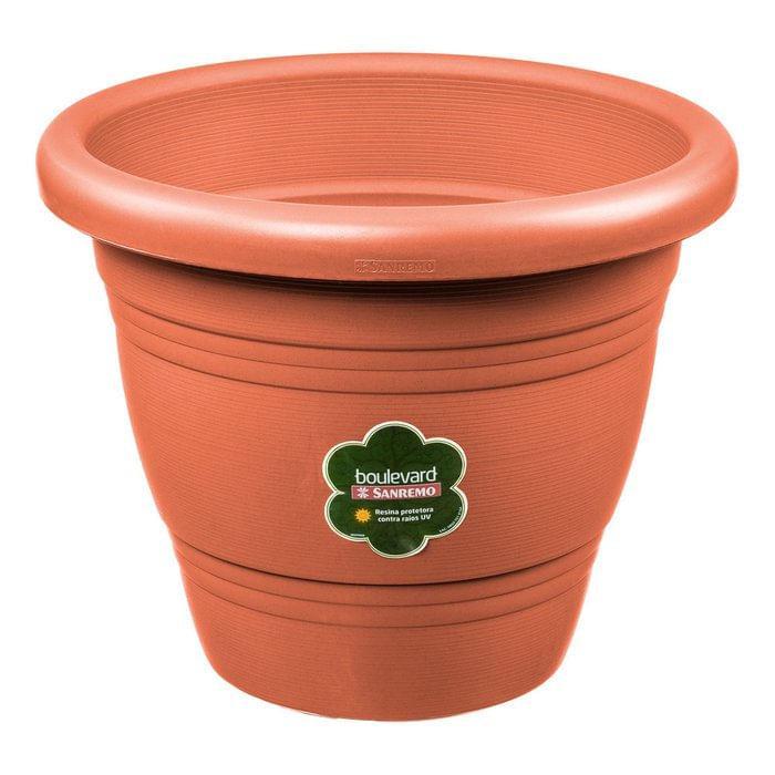 Vaso para Planta Plástico Redondo Marrom 22cm Boulevard Sanremo - 3