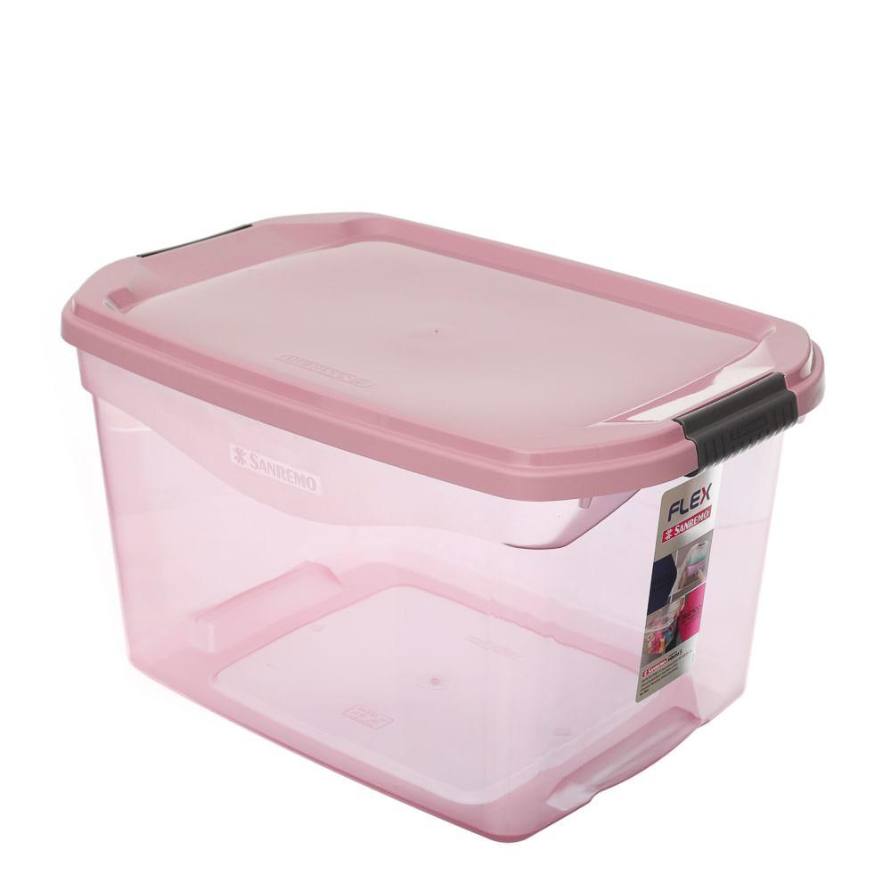 Caixa Organizadora Plástica Rosa 29L Flex Sanremo - 1