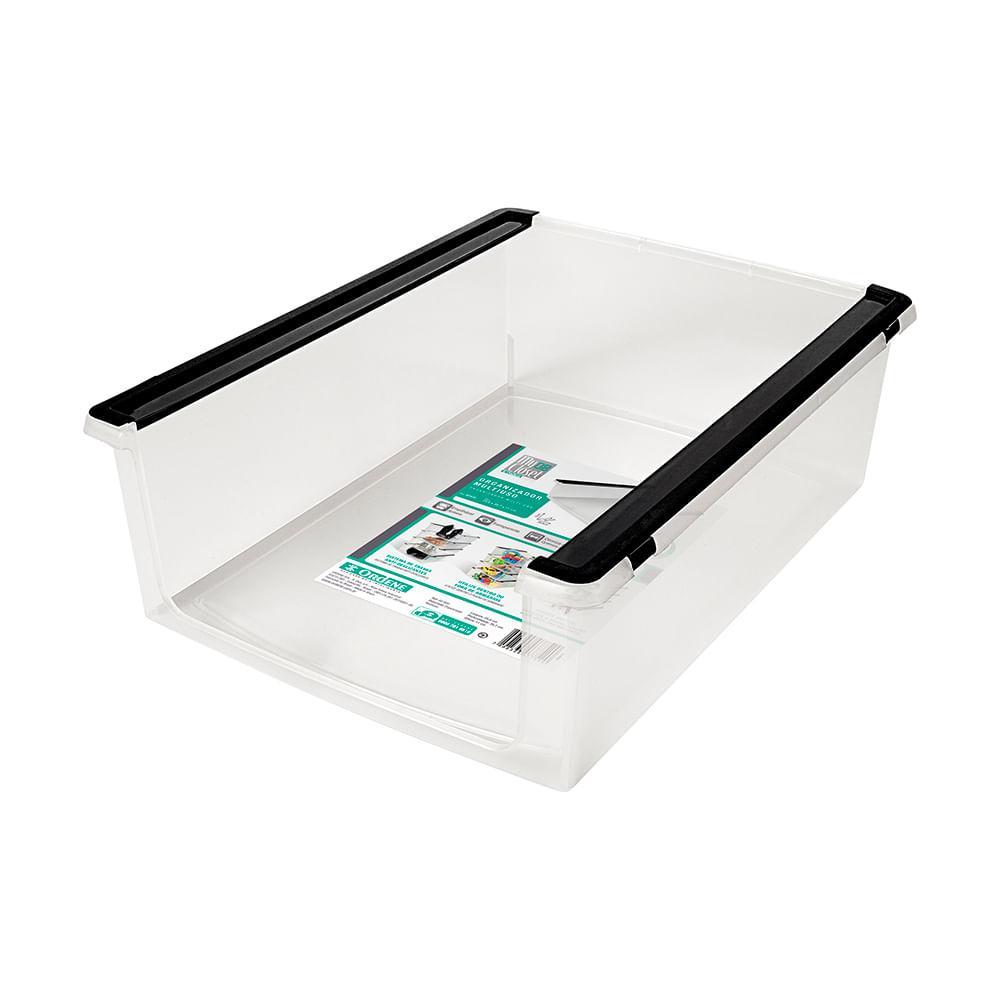 Cesto Organizador Plástico Multiuso Empilhável Cristal 25,6x35,7x11cm My Closet Ordene - 1