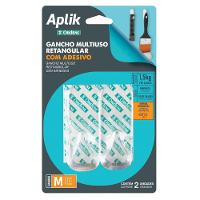 Gancho Adesivo Plástico Retangular Médio Cristal Aplik Ordene 2 Peças - 1