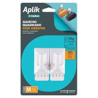 Gancho Adesivo Plástico Quadrado Médio Branco Aplik Ordene 2 Peças - 1