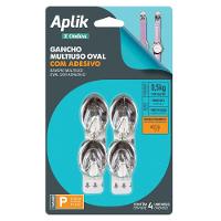 Gancho Adesivo Plástico Oval Pequeno Cromado Aplik Ordene 4 Peças - 1