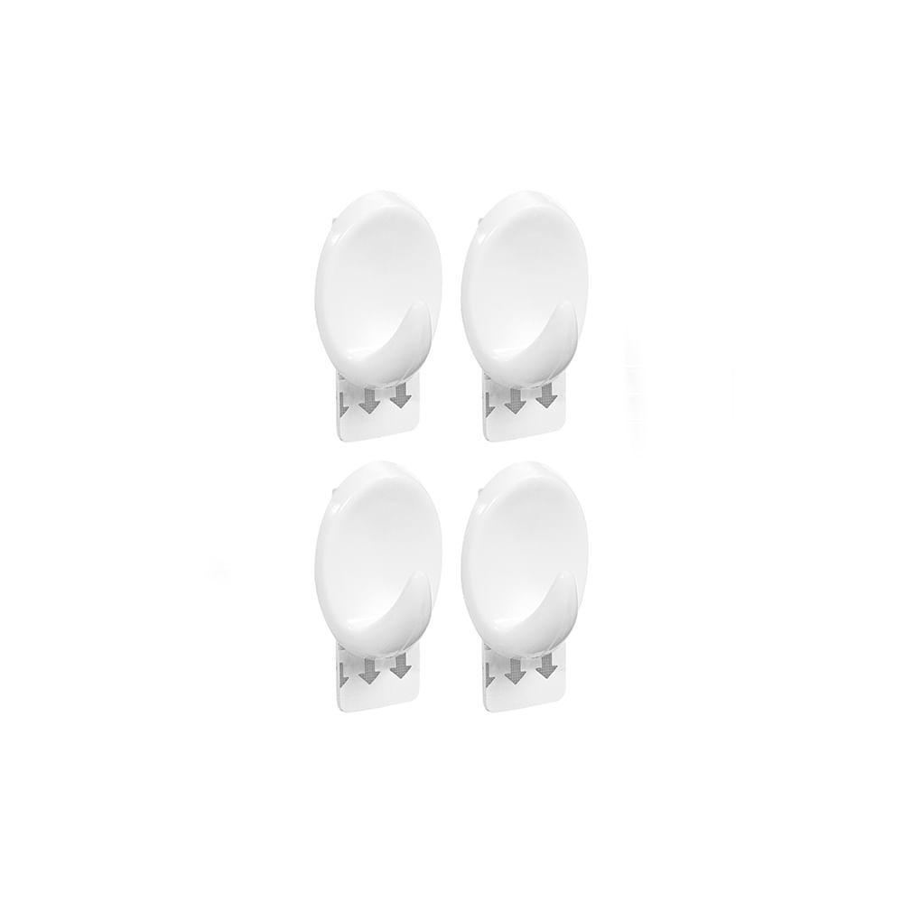 Gancho Adesivo Plástico Oval Pequeno Branco Aplik Ordene 4 Peças - 2