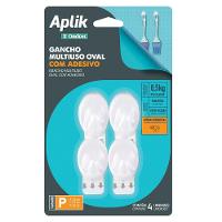 Gancho Adesivo Plástico Oval Pequeno Branco Aplik Ordene 4 Peças - 1