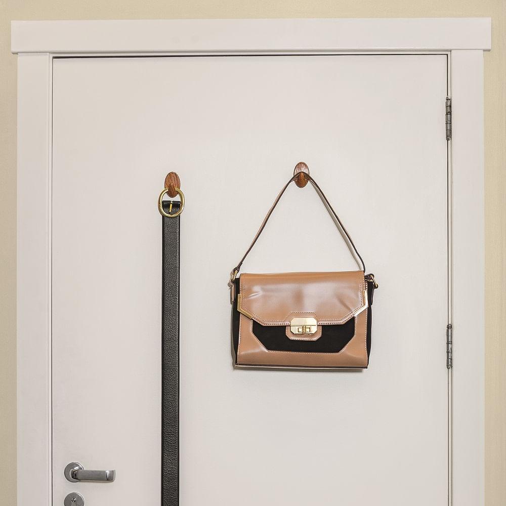 Gancho Adesivo Plástico Oval Médio Madeira Aplik Ordene 2 Peças - 3