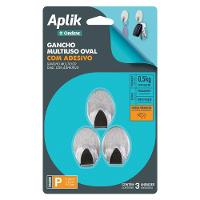 Gancho Adesivo Metálico Oval Pequeno Aplik Ordene 3 Peças - 1