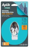 Gancho Adesivo Plástico Oval Grande Cromado Aplik Ordene 1 Peça - 1