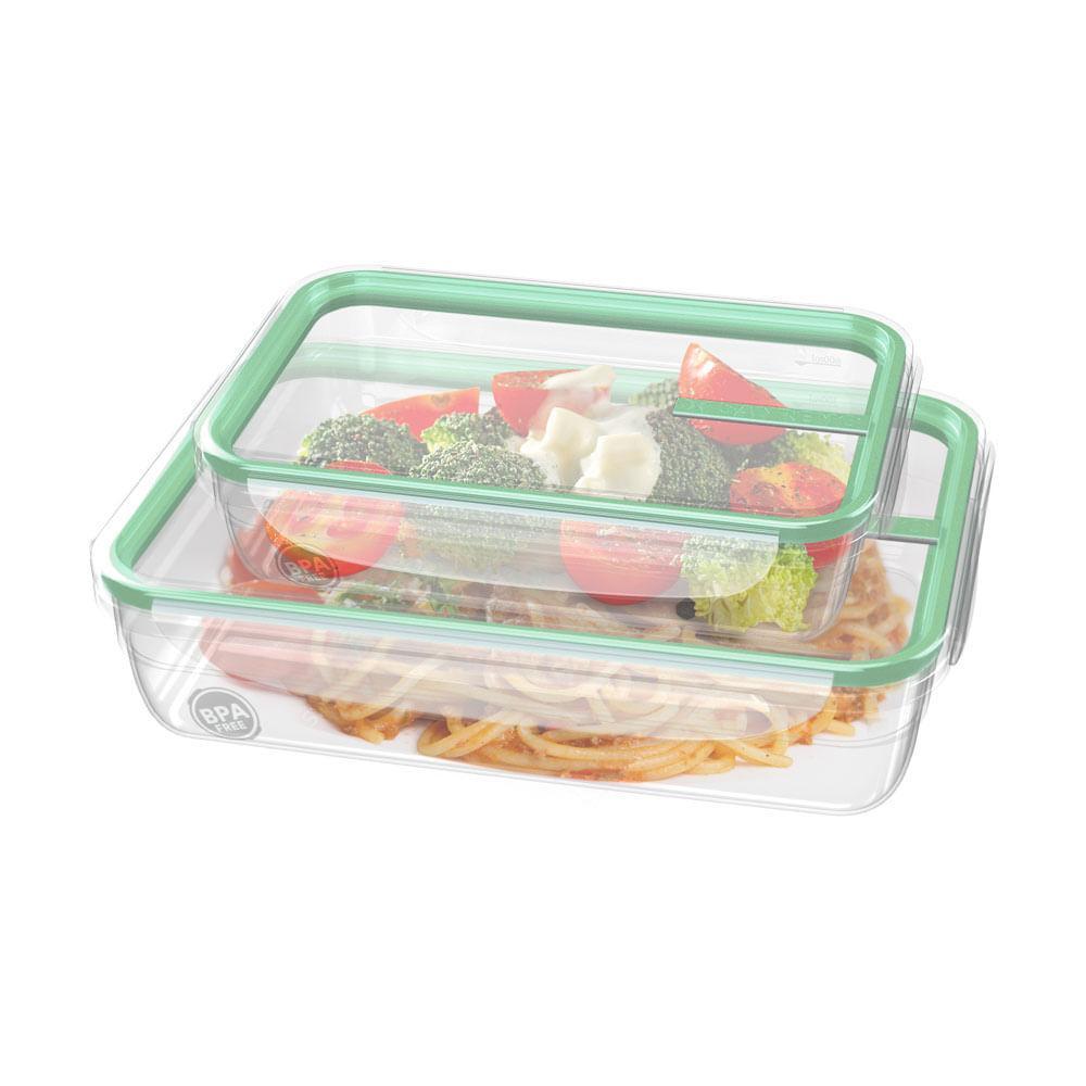 Kit 2 Potes Plásticos com Travas Hermético Verde Sanremo - 4