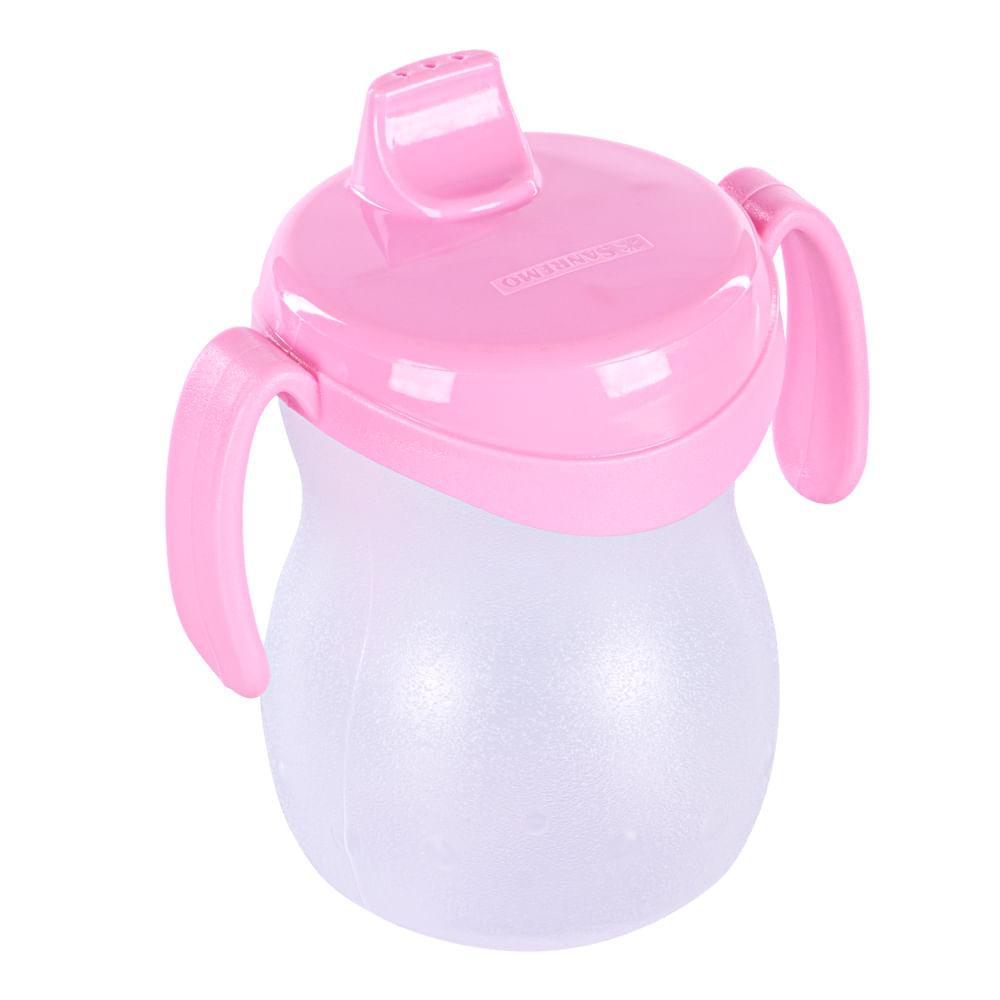Copo Infantil com Bico e Alça Atóxico Rosa Baby Sanremo 310ml - 1