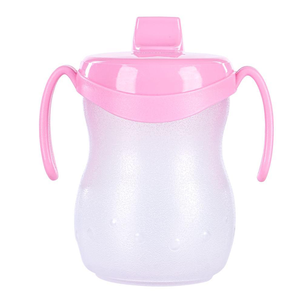 Copo Infantil com Bico e Alça Atóxico Rosa Baby Sanremo 310ml - 2