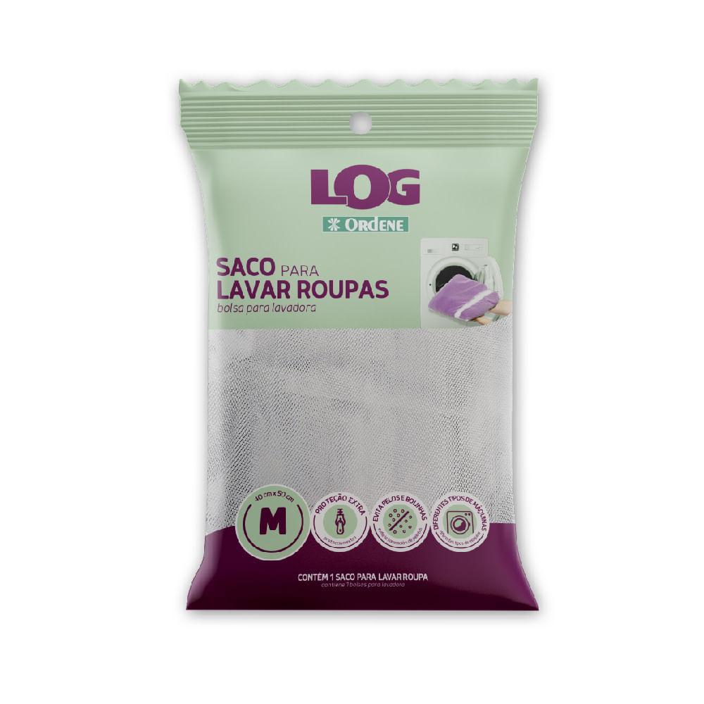 Saco para Lavar Roupa Delicada Médio 40x50cm Branco/Rosa Log Ordene - 1