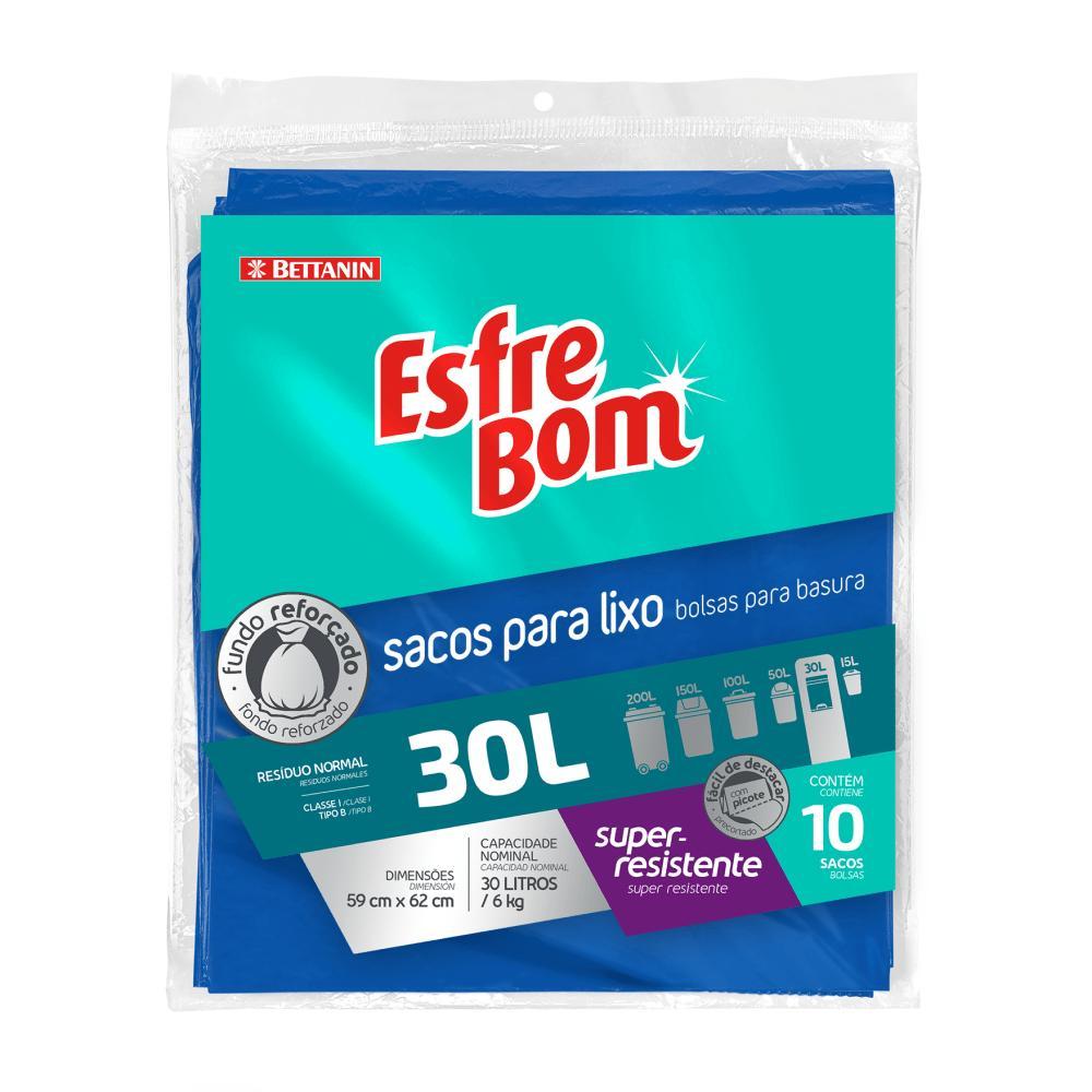 Saco de Lixo Almofada com Fundo Reforçado Azul 30L EsfreBom Bettanin 10 Unidades - 1