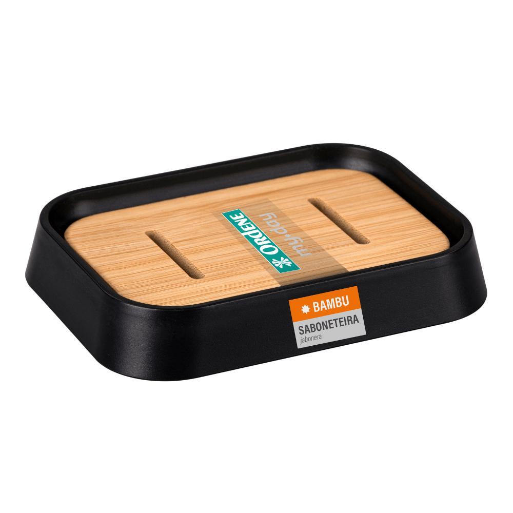 Saboneteira Plástica Preto Bambu My Day Ordene - 1