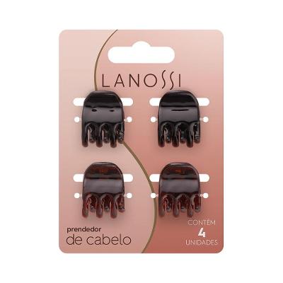 Kit Piranha de Cabelo Pequena Preto e Tartaruga Lanossi 4 Unidades