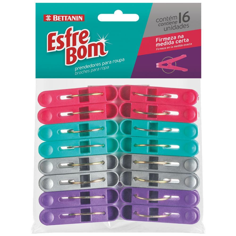 Prendedor de Roupa Plástico EsfreBom Bettanin 16 Unidades - 1