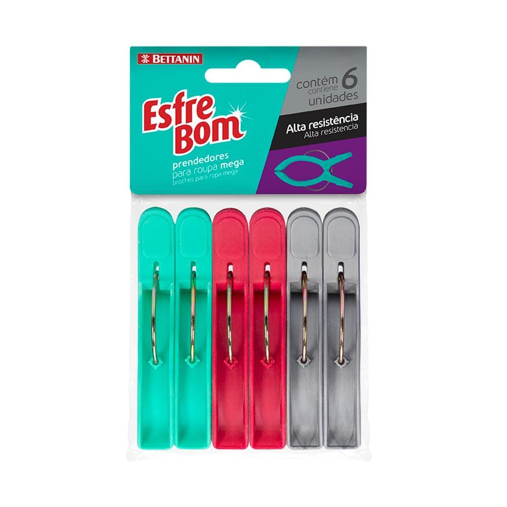 Prendedor de Roupa Plástico Mega EsfreBom Bettanin 6 Unidades - 1