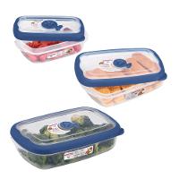 Kit 3 Potes Plásticos Retangulares Herméticos Azul 430ml, 1,26L, 2,4L Flor Sanremo - 5