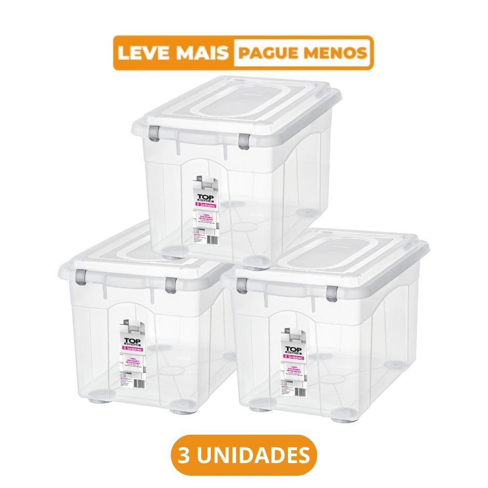 Kit 3 Caixa Organizadora Transparente 56,1L TopStock Sanremo - 1