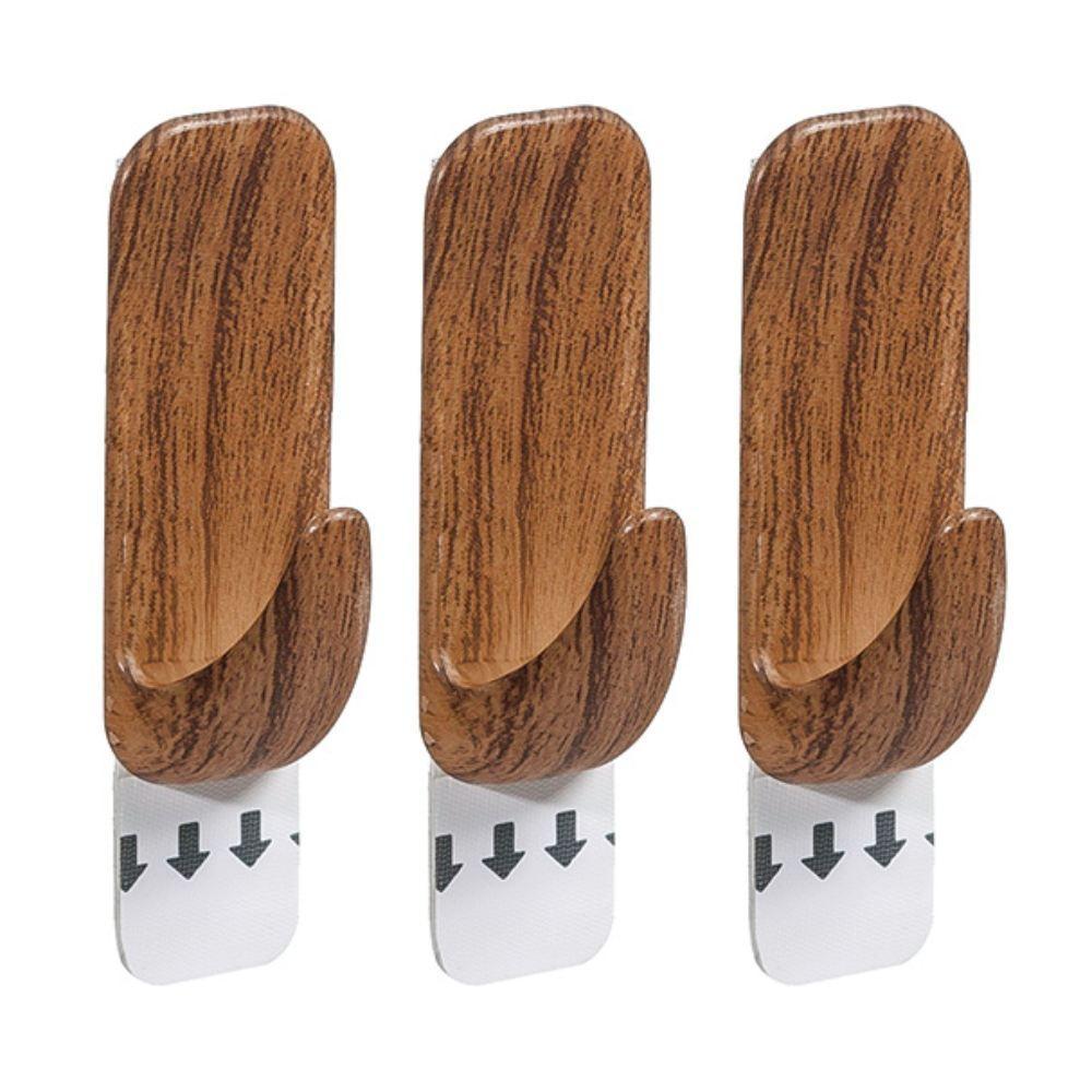 Gancho Adesivo Plástico Retangular Pequeno Madeira Aplik Ordene 3 Peças - 1